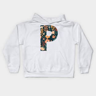 Whimsical Floral Letter P Kids Hoodie